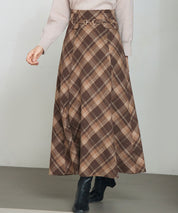 チェック柄ハイウェイトロング丈スカートsdp0326-102-17