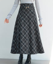 チェック柄ハイウェイトロング丈スカートsdp0326-102-8