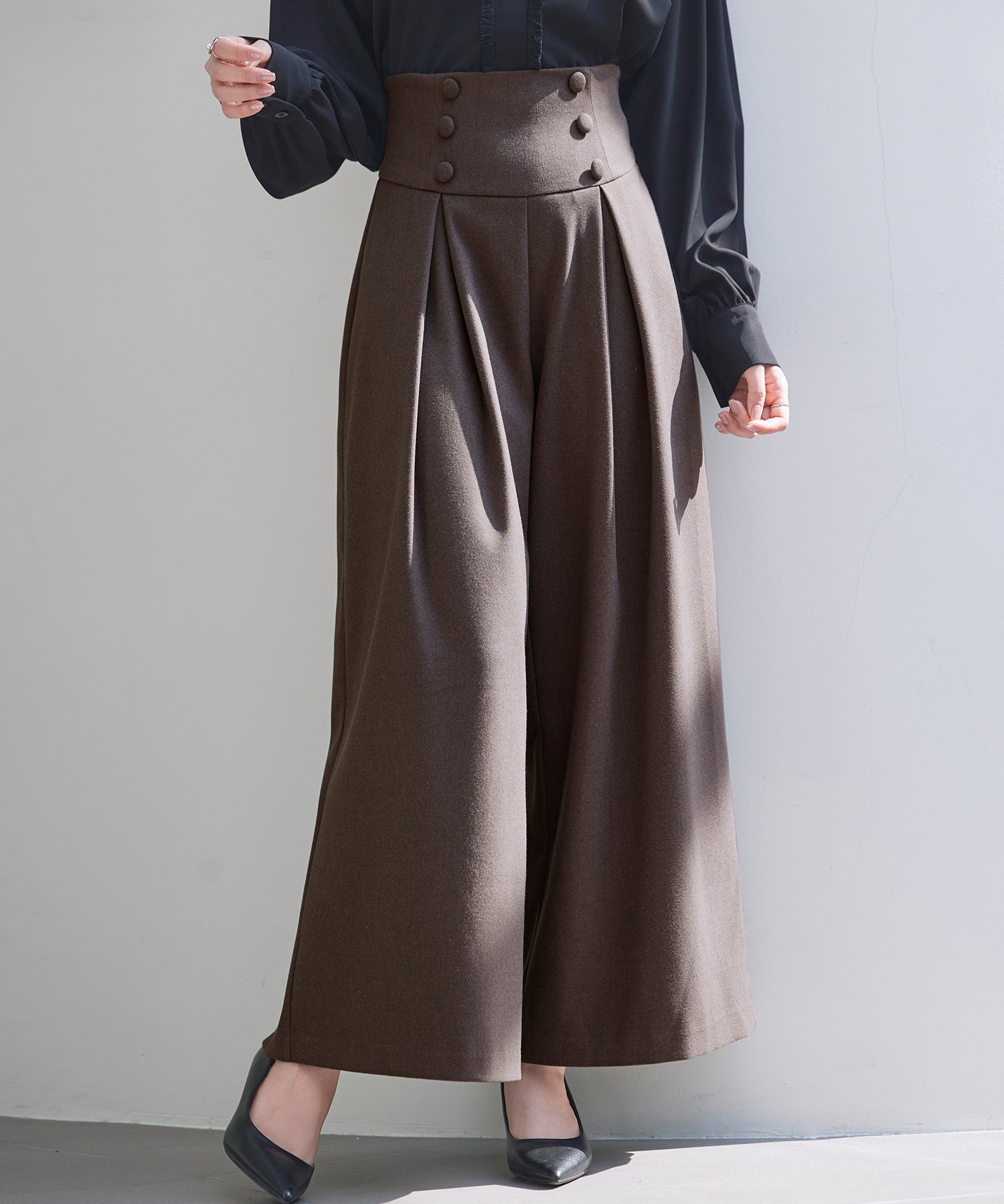 ハイウエストのセーラーワイドパンツsdp0327-102-10