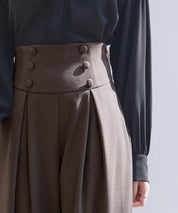 ハイウエストのセーラーワイドパンツsdp0327 ダークブラウン