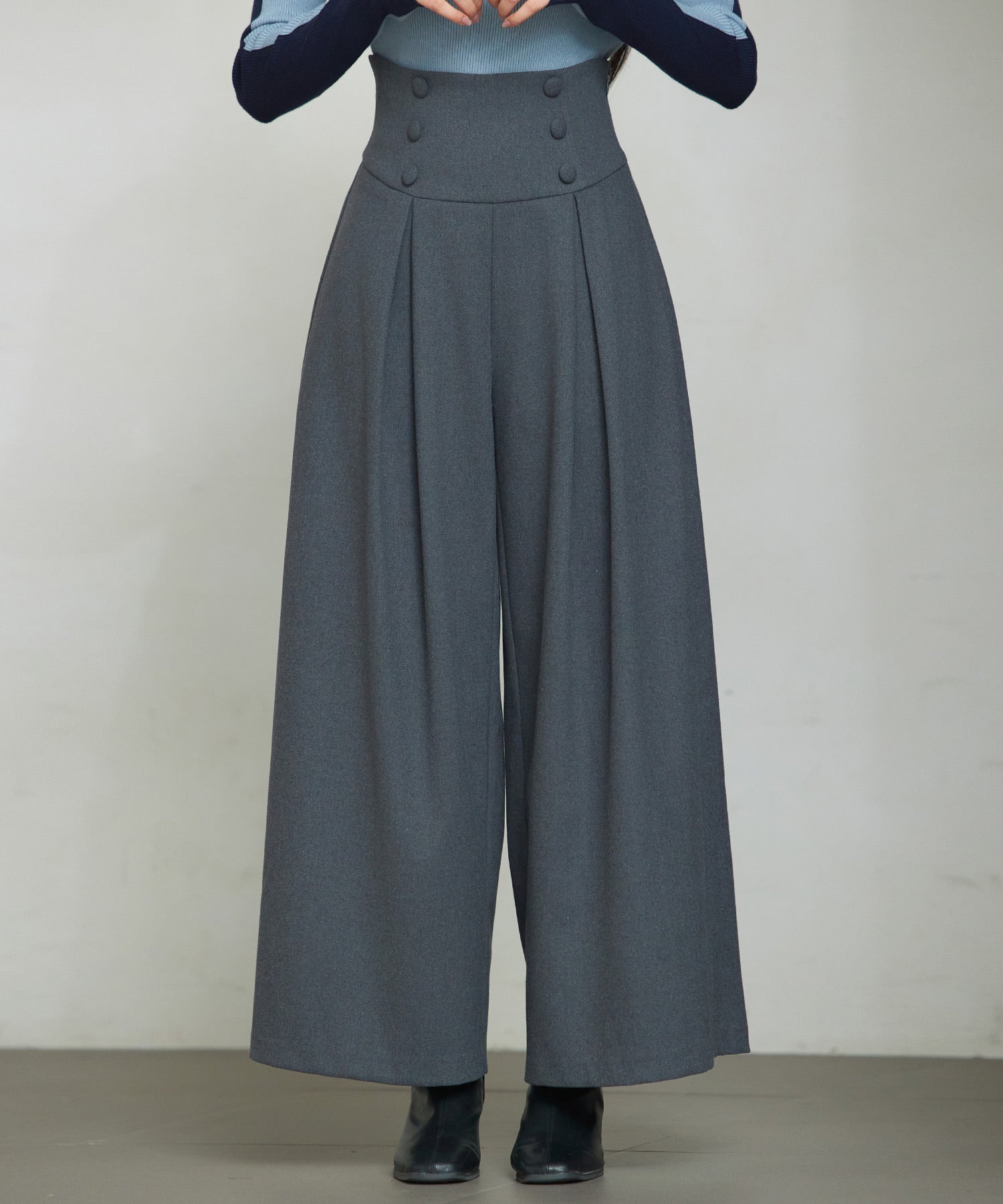 ハイウエストのセーラーワイドパンツsdp0327 チャコール – [公式