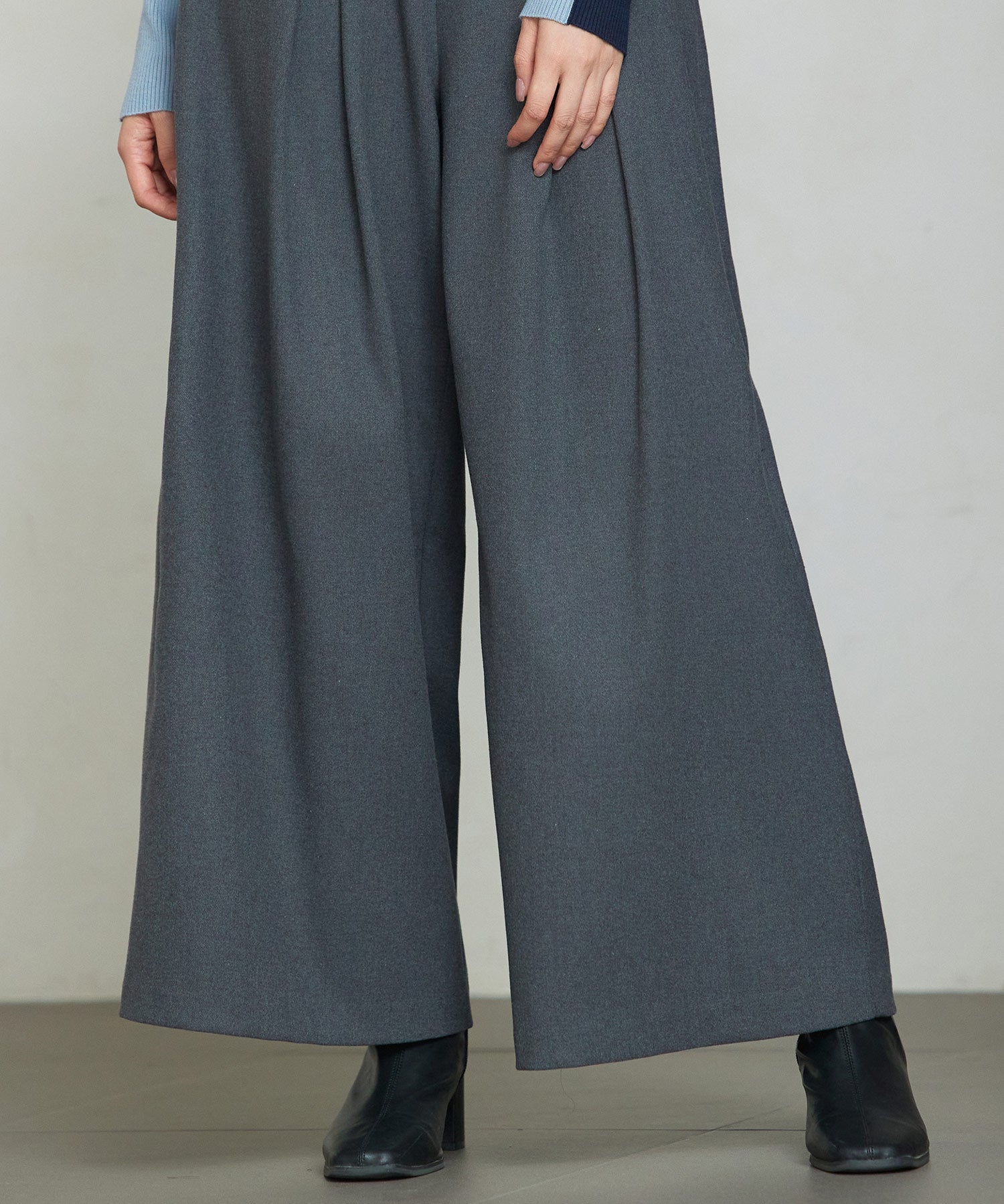 ハイウエストのセーラーワイドパンツsdp0327 チャコール