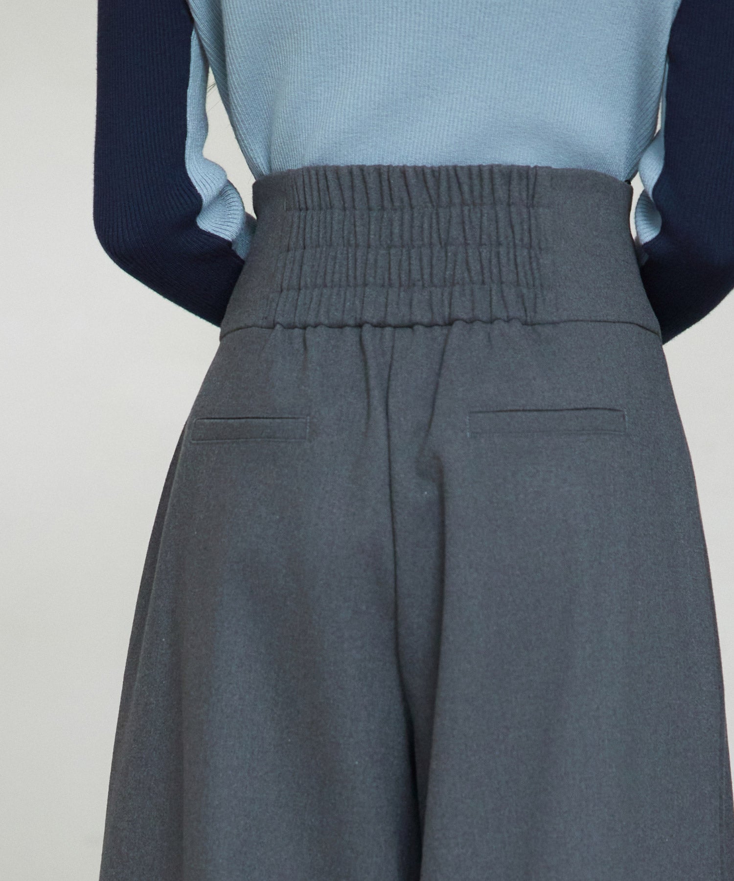 ハイウエストのセーラーワイドパンツsdp0327 チャコール