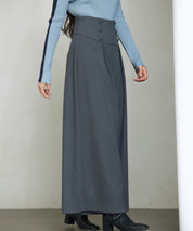 ハイウエストのセーラーワイドパンツsdp0327 チャコール