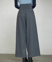 ハイウエストのセーラーワイドパンツsdp0327 チャコール