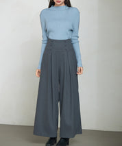 ハイウエストのセーラーワイドパンツsdp0327 チャコール