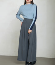 ハイウエストのセーラーワイドパンツsdp0327 チャコール