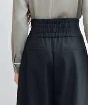 ハイウエストのセーラーワイドパンツsdp0327 ブラック