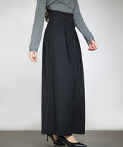 ハイウエストのセーラーワイドパンツsdp0327 ブラック