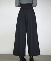 ハイウエストのセーラーワイドパンツsdp0327 ブラック