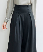 ハイウエストのセーラーワイドパンツsdp0327 ブラック