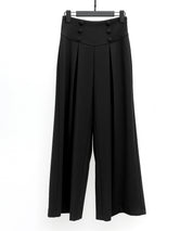 ハイウエストのセーラーワイドパンツsdp0327 ブラック