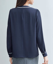 首元2wayボウタイ配色ブラウスsdp0328 ネイビー