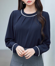 首元2wayボウタイ配色ブラウスsdp0328 ネイビー