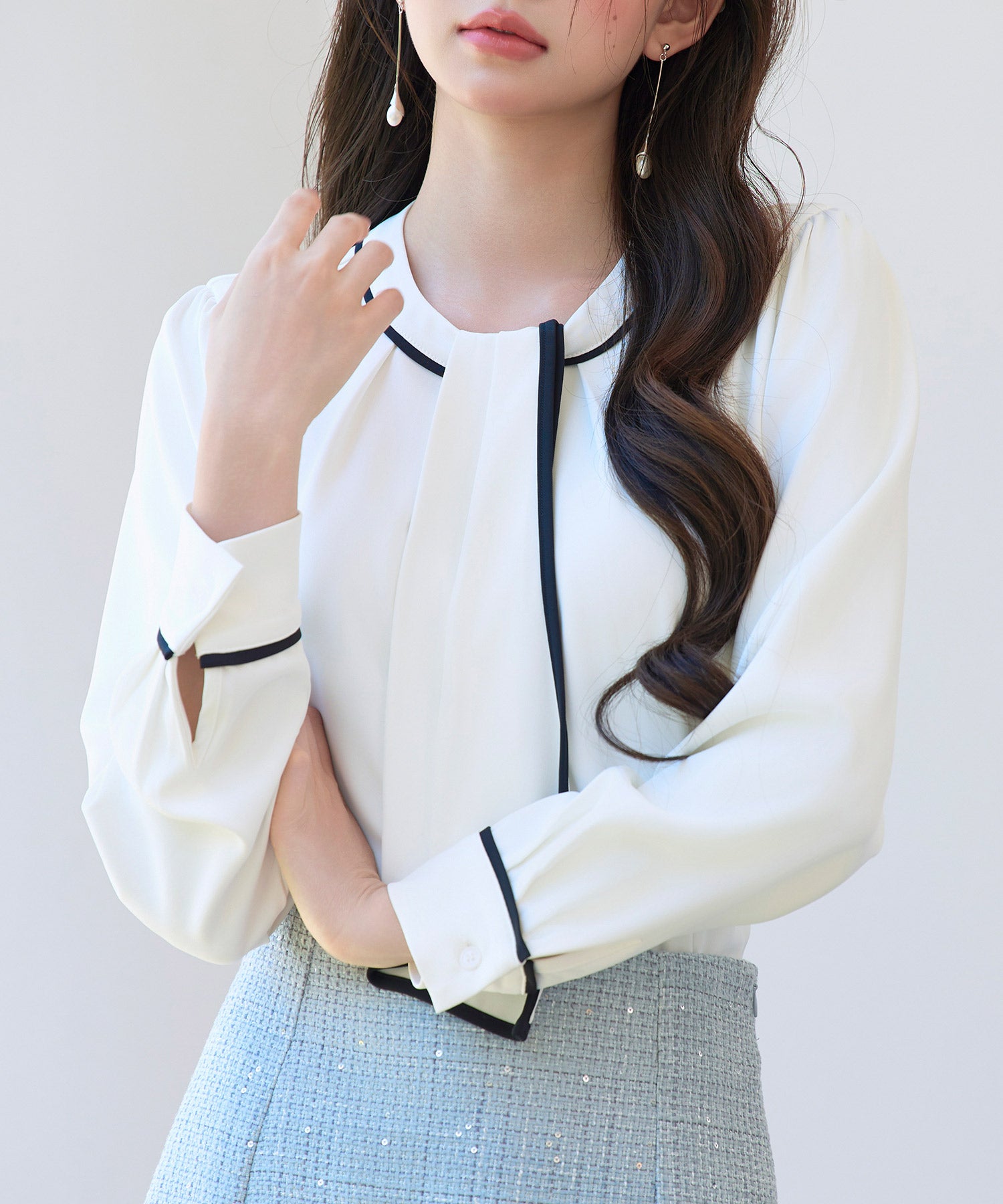 首元2wayボウタイ配色ブラウスsdp0328 ホワイト – [公式]SAISON