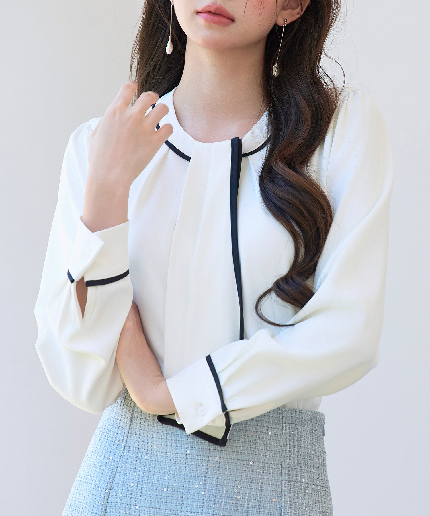 首元2wayボウタイ配色ブラウスsdp0328-102-1