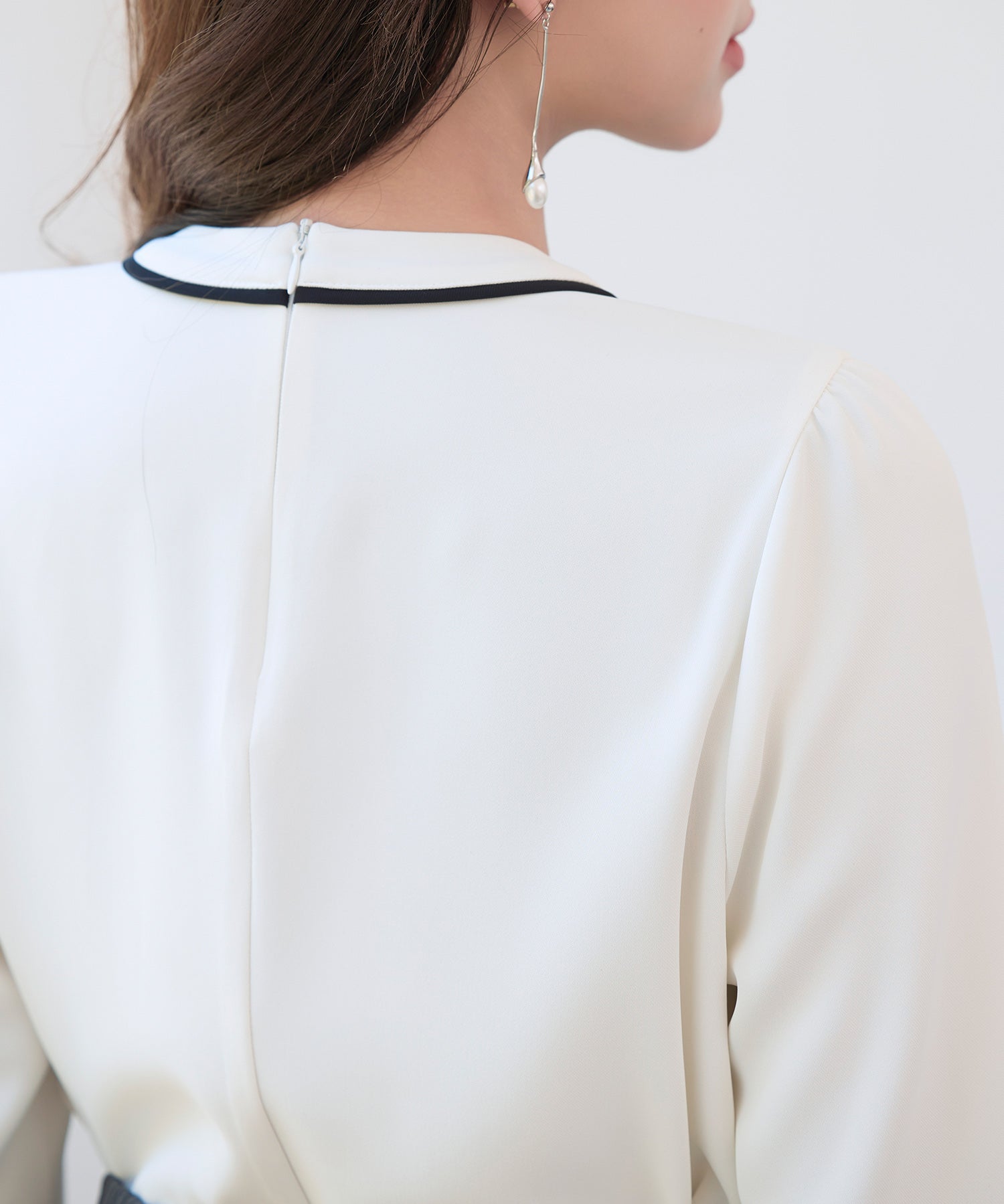 首元2wayボウタイ配色ブラウスsdp0328 ホワイト