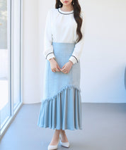 首元2wayボウタイ配色ブラウスsdp0328 ホワイト