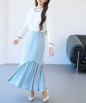 首元2wayボウタイ配色ブラウスsdp0328 ホワイト