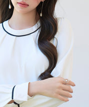 首元2wayボウタイ配色ブラウスsdp0328 ホワイト