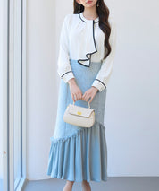 首元2wayボウタイ配色ブラウスsdp0328 ホワイト