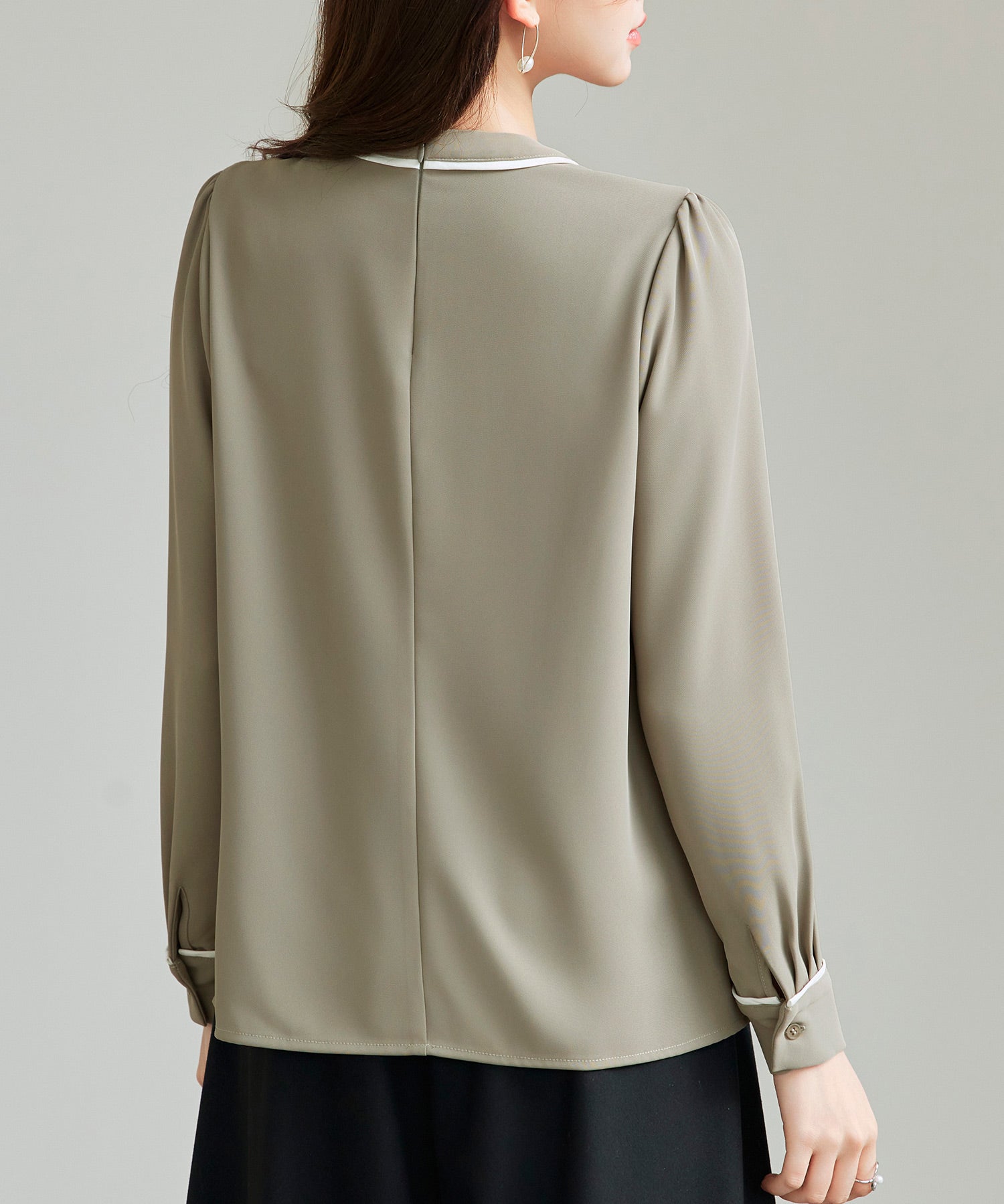 首元2wayボウタイ配色ブラウスsdp0328 カーキ