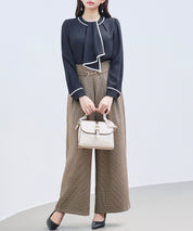 首元2wayボウタイ配色ブラウスsdp0328 ブラック