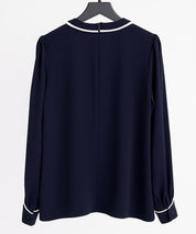 首元2wayボウタイ配色ブラウスsdp0328 ネイビー