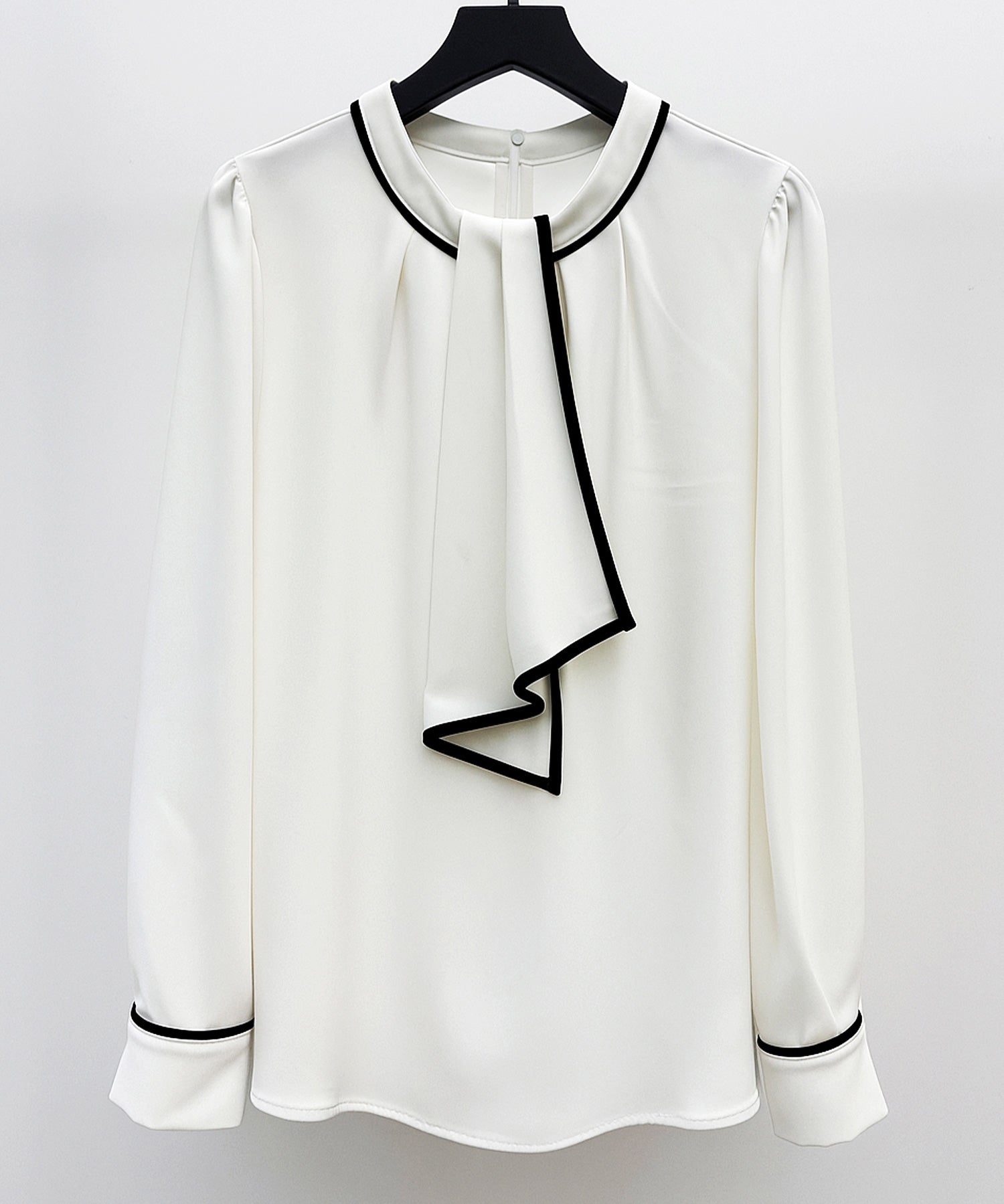 首元2wayボウタイ配色ブラウスsdp0328 ホワイト