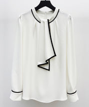 首元2wayボウタイ配色ブラウスsdp0328 ホワイト