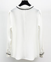 首元2wayボウタイ配色ブラウスsdp0328 ホワイト