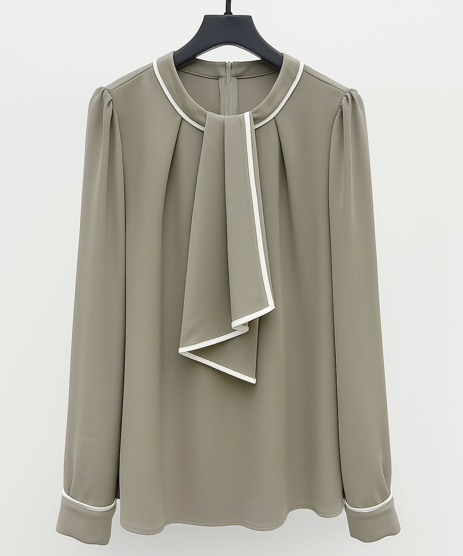 首元2wayボウタイ配色ブラウスsdp0328 カーキ