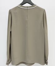 首元2wayボウタイ配色ブラウスsdp0328 カーキ