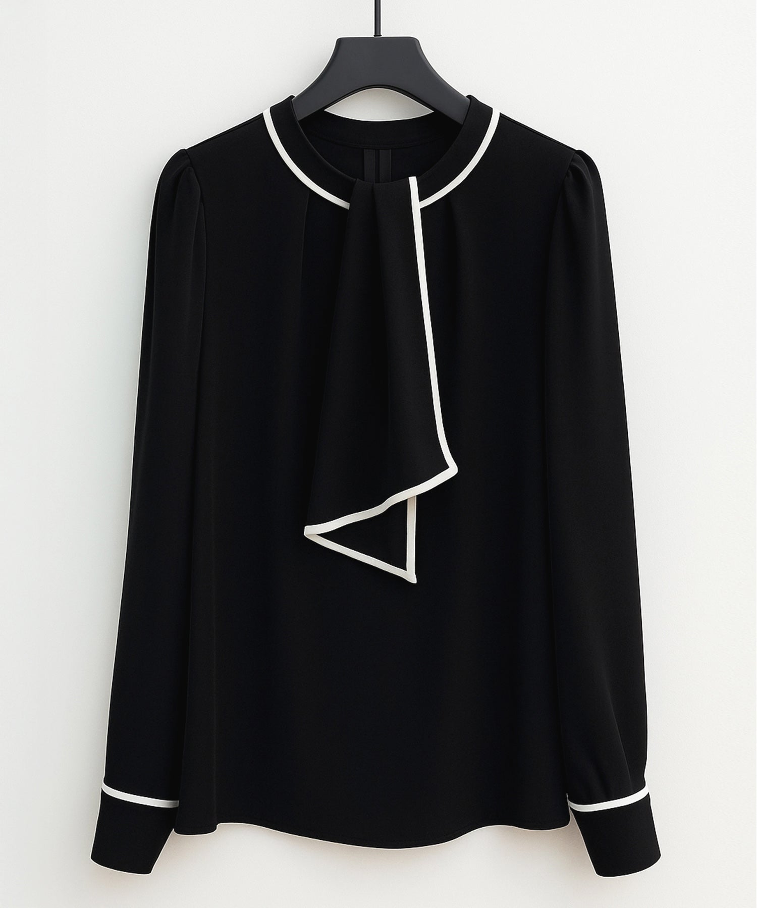 首元2wayボウタイ配色ブラウスsdp0328 ブラック