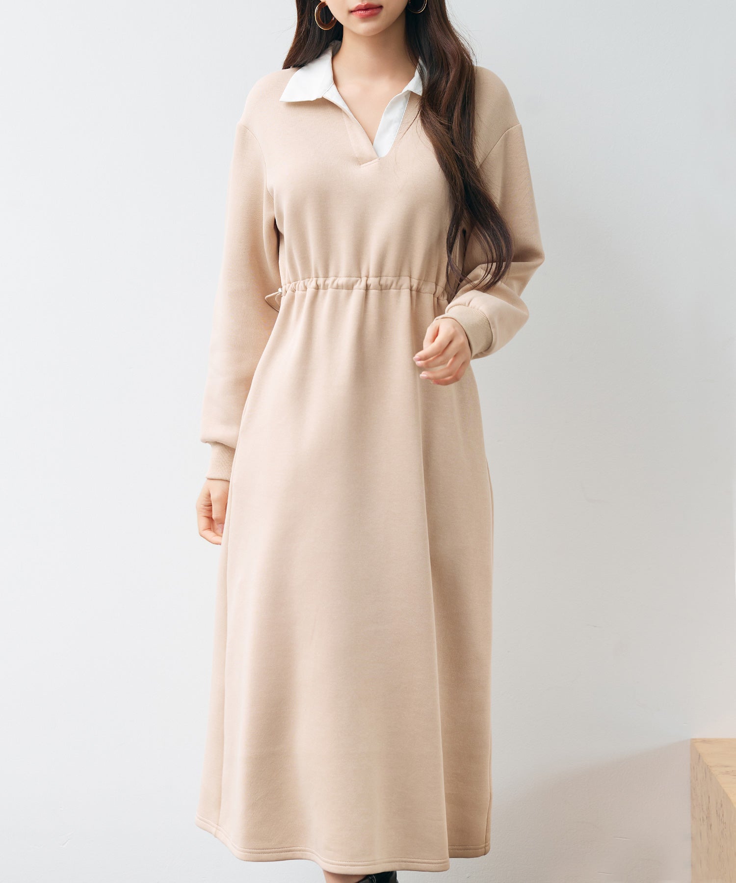 ドッキングプルオーバーロングワンピースsdp0329 ベージュ