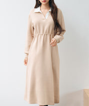 ドッキングプルオーバーロングワンピースsdp0329 ベージュ