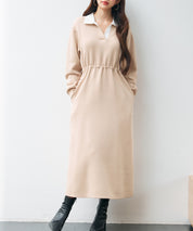 ドッキングプルオーバーロングワンピースsdp0329 ベージュ