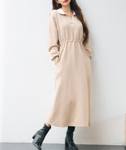 ドッキングプルオーバーロングワンピースsdp0329 ベージュ