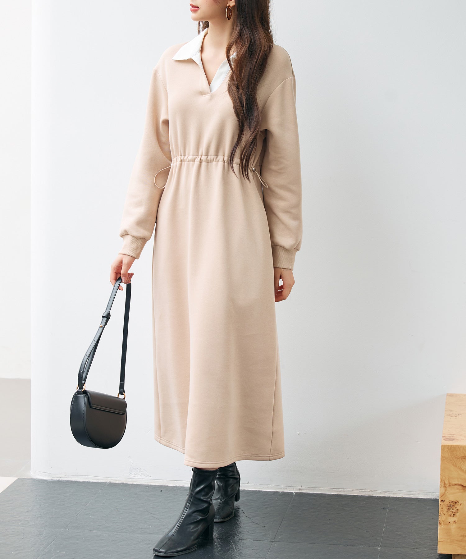 ドッキングプルオーバーロングワンピースsdp0329 ベージュ