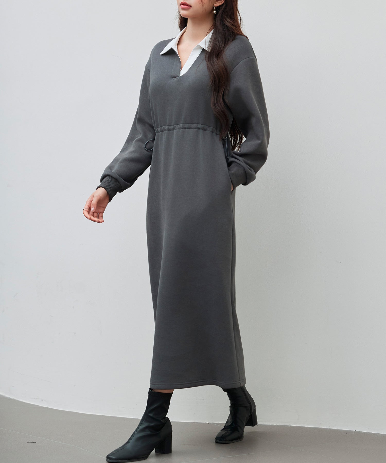 ドッキングプルオーバーロングワンピースsdp0329 グレー