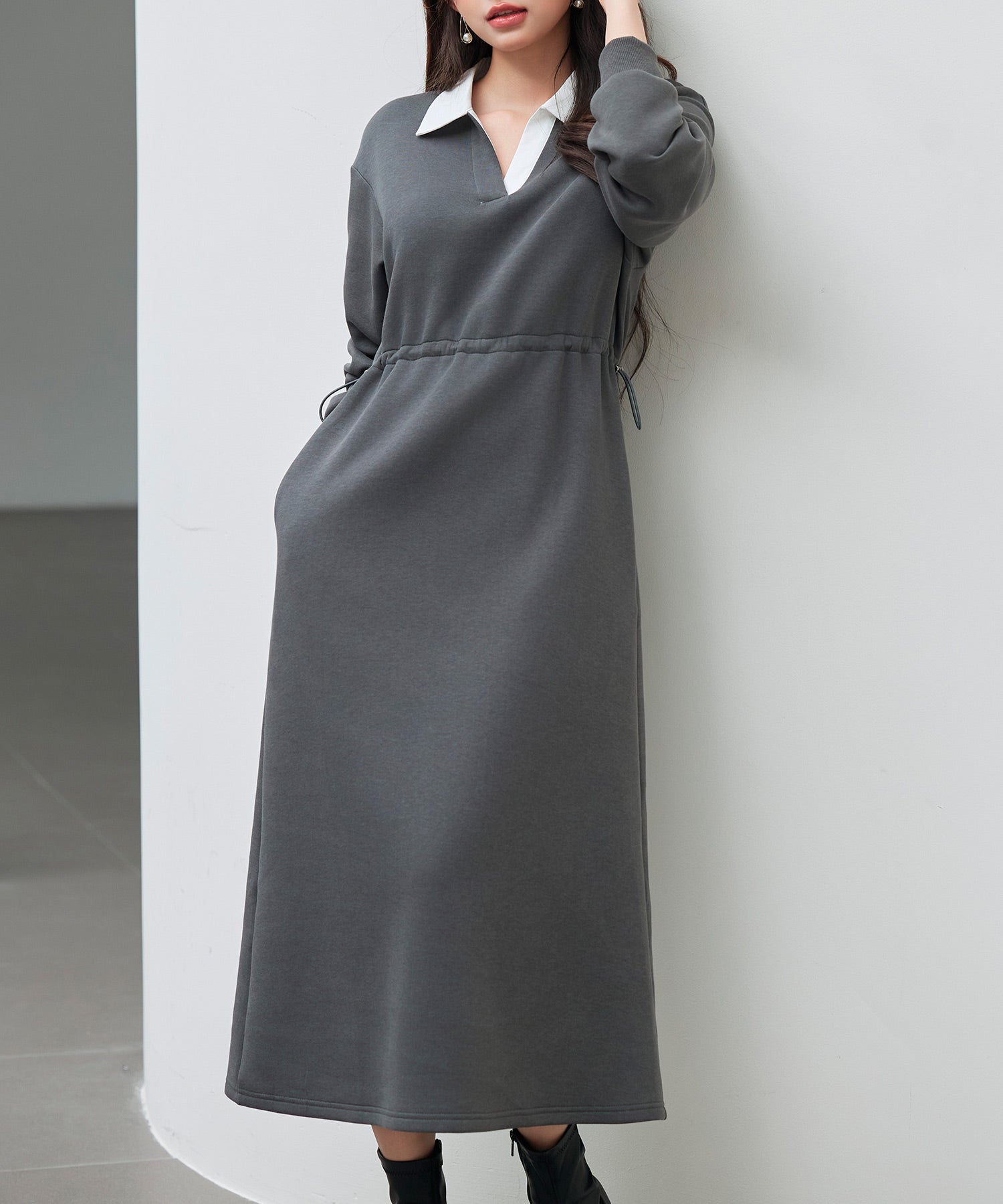 ドッキングプルオーバーロングワンピースsdp0329 グレー