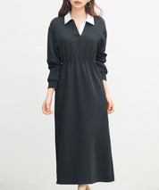 ドッキングプルオーバーロングワンピースsdp0329 ブラック