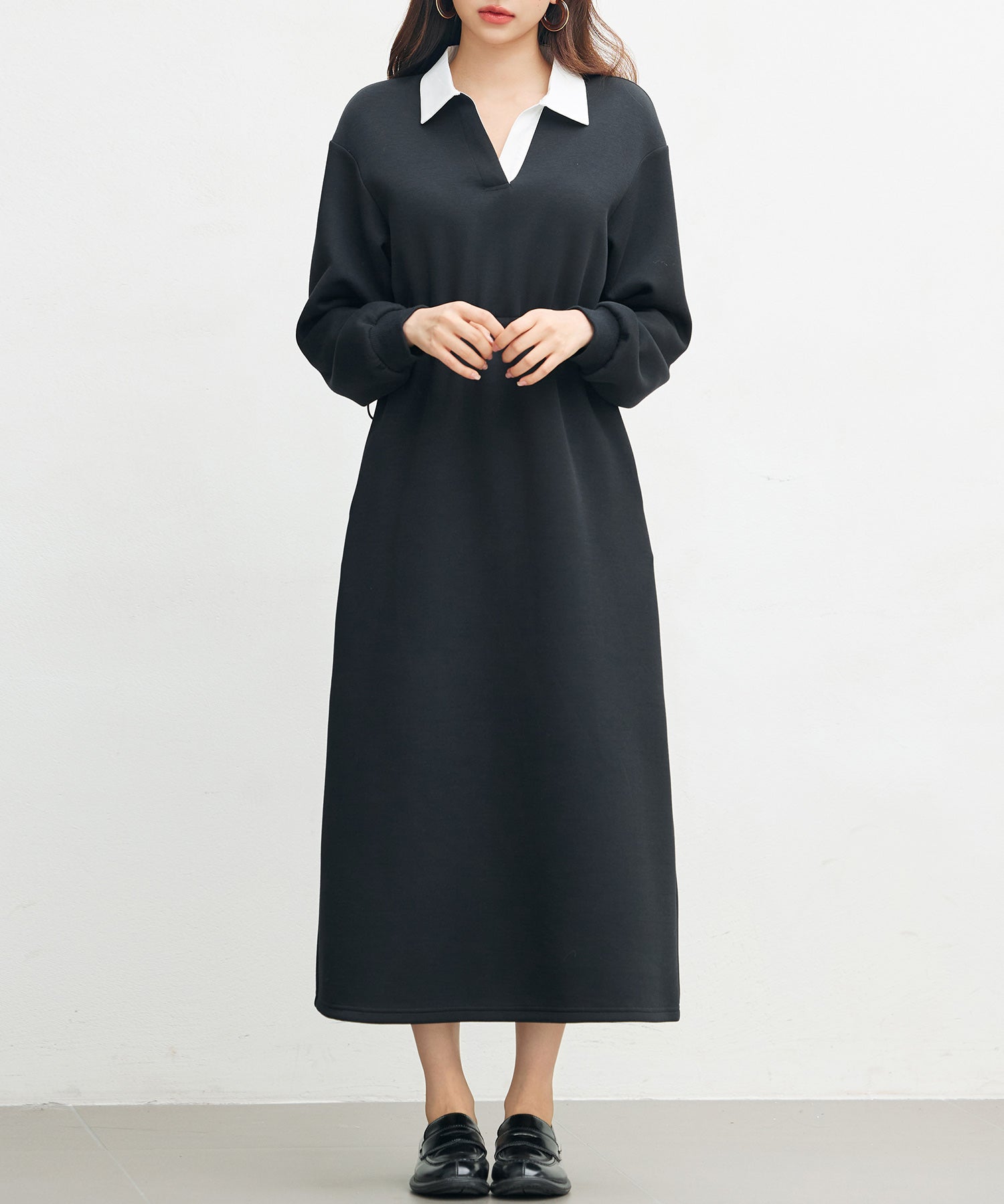 ドッキングプルオーバーロングワンピースsdp0329 ブラック