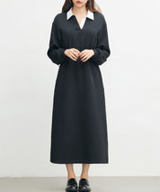 ドッキングプルオーバーロングワンピースsdp0329 ブラック