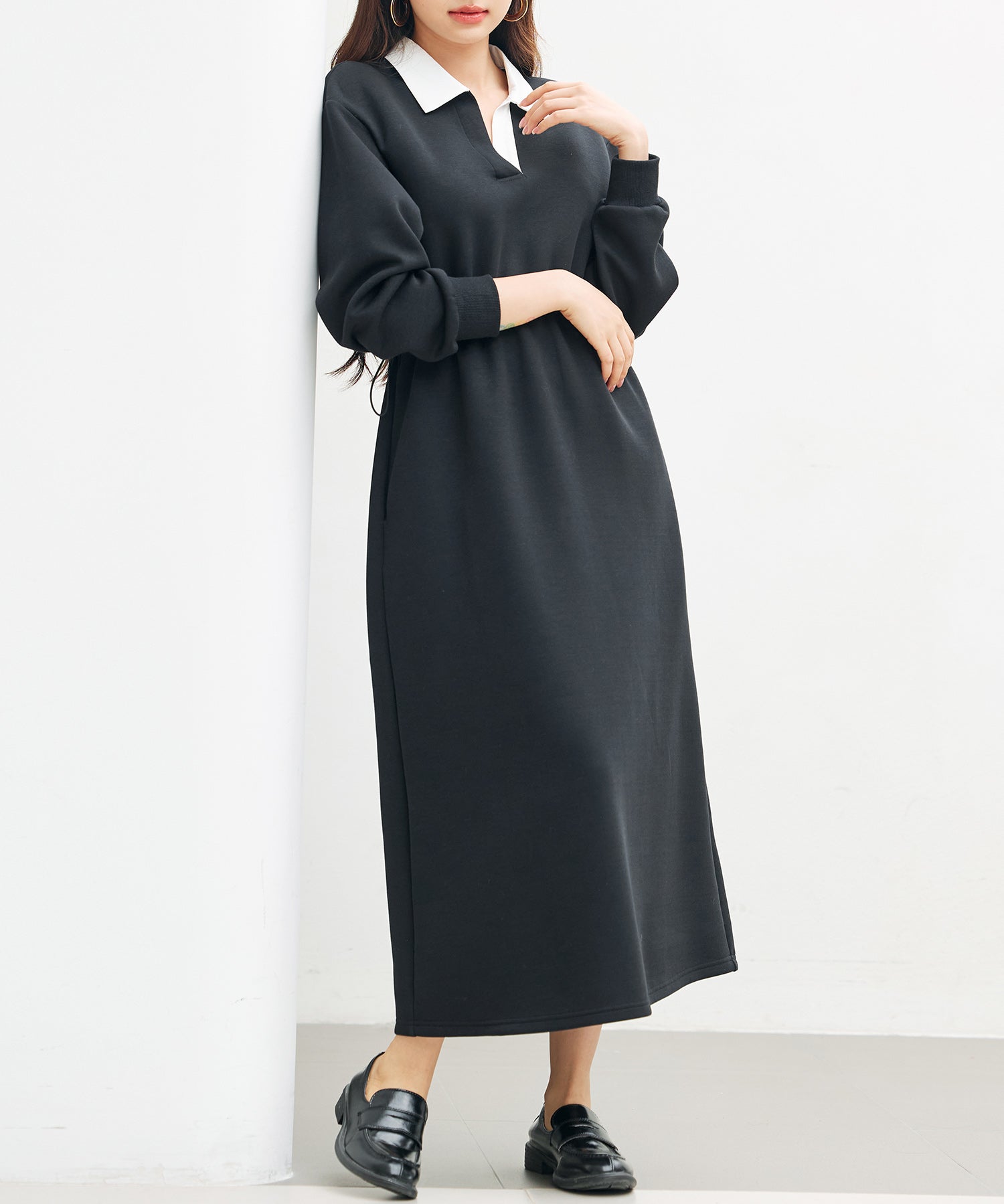 ドッキングプルオーバーロングワンピースsdp0329 ブラック