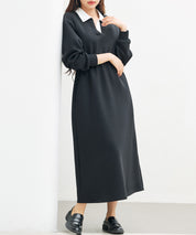 ドッキングプルオーバーロングワンピースsdp0329 ブラック