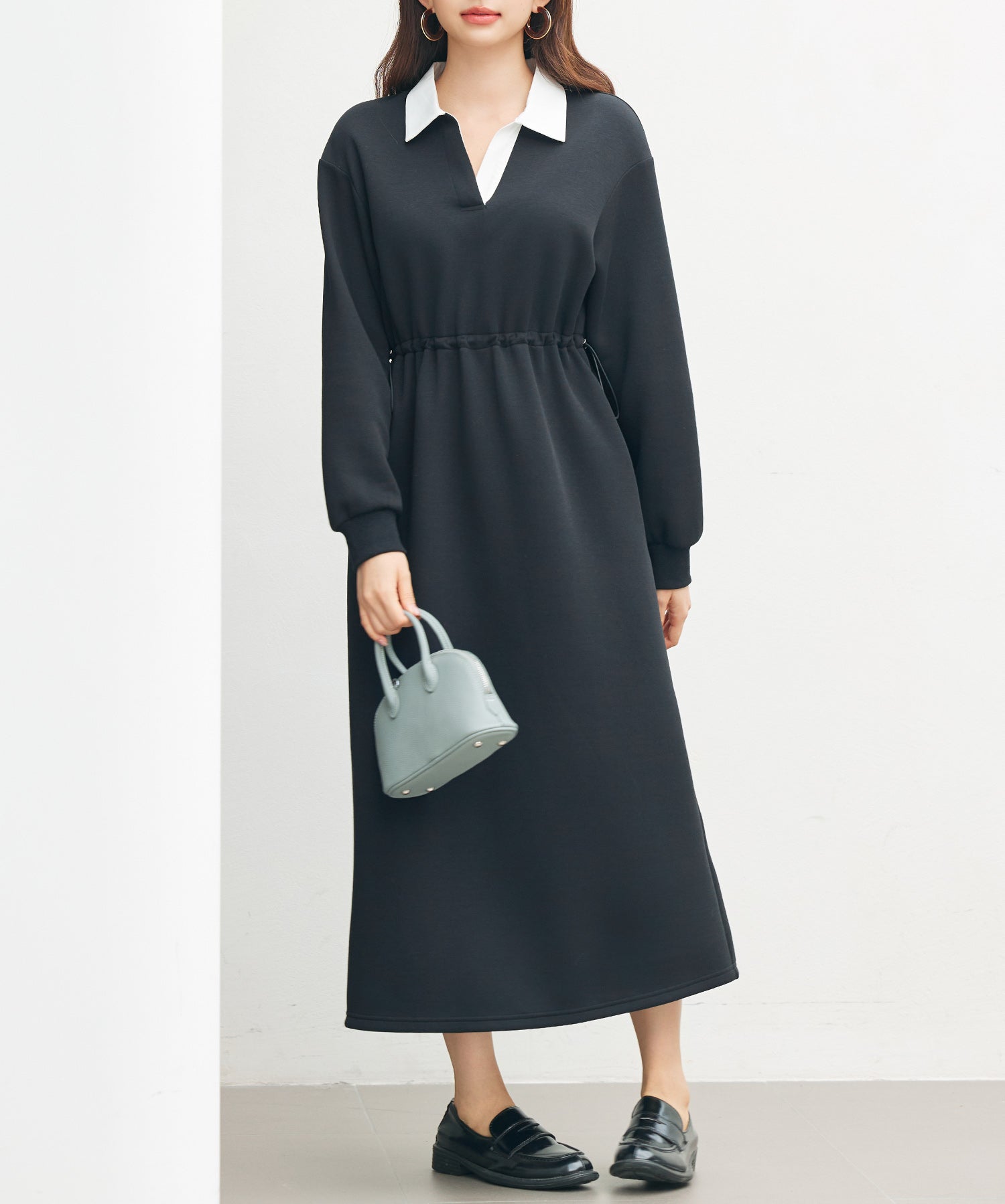 ドッキングプルオーバーロングワンピースsdp0329 ブラック