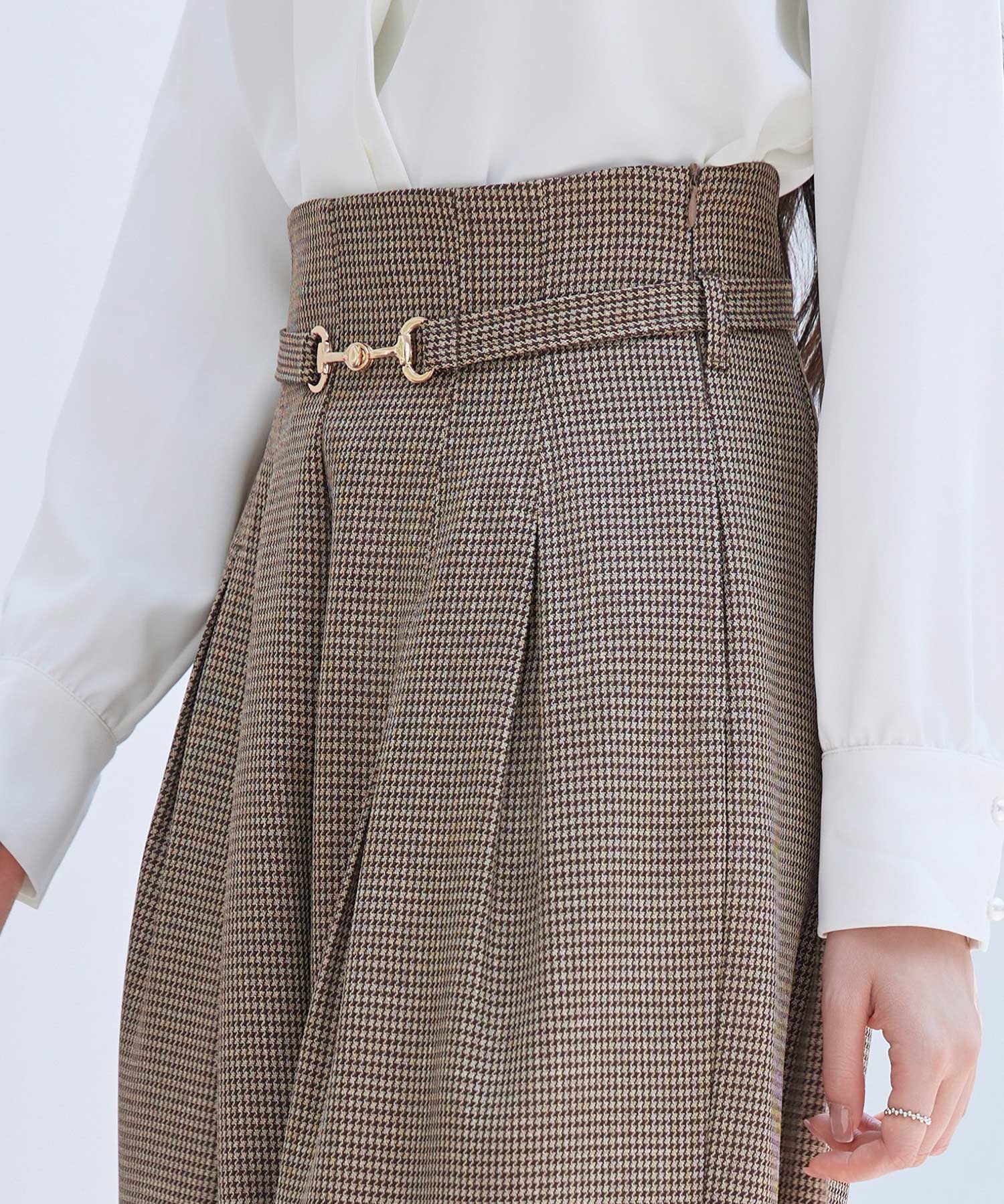 グレンチェックのハイウエストドカンパンツsdp0330 ブラウン