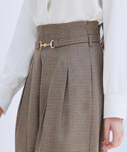 グレンチェックのハイウエストドカンパンツsdp0330 ブラウン