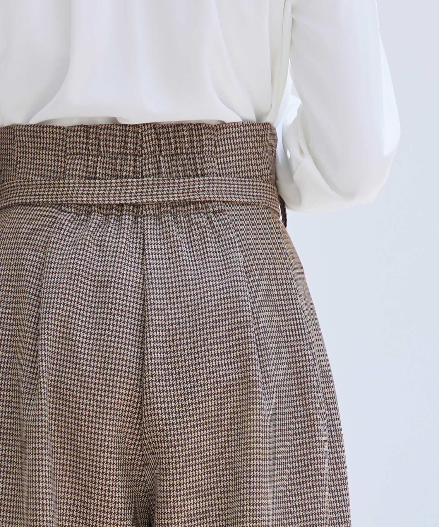 グレンチェックのハイウエストドカンパンツsdp0330 ブラウン